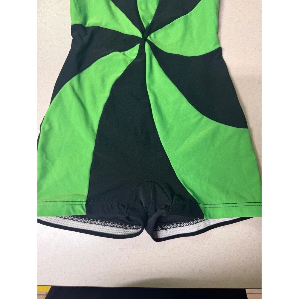 Wolff Fording & Company Kids Gymnastics Biketard Green Black Swirl Size LC
